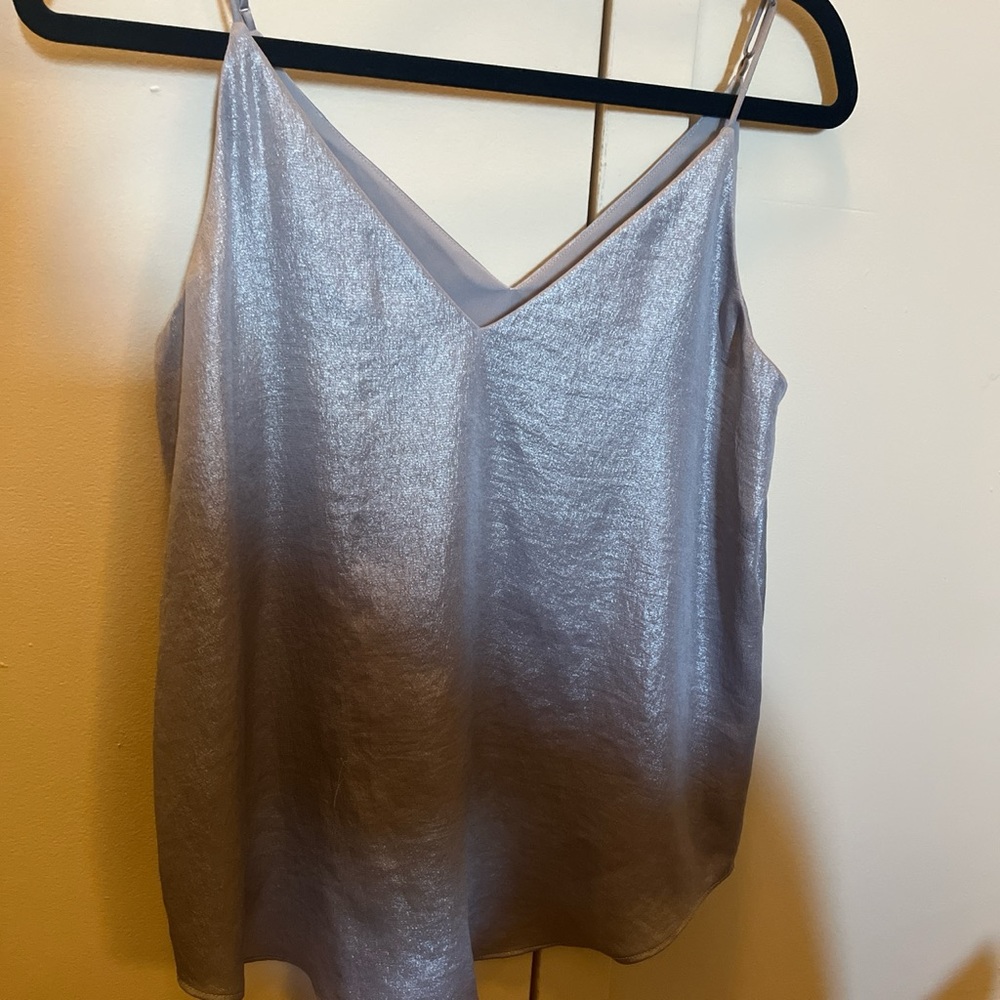 Express metallic silver tank top